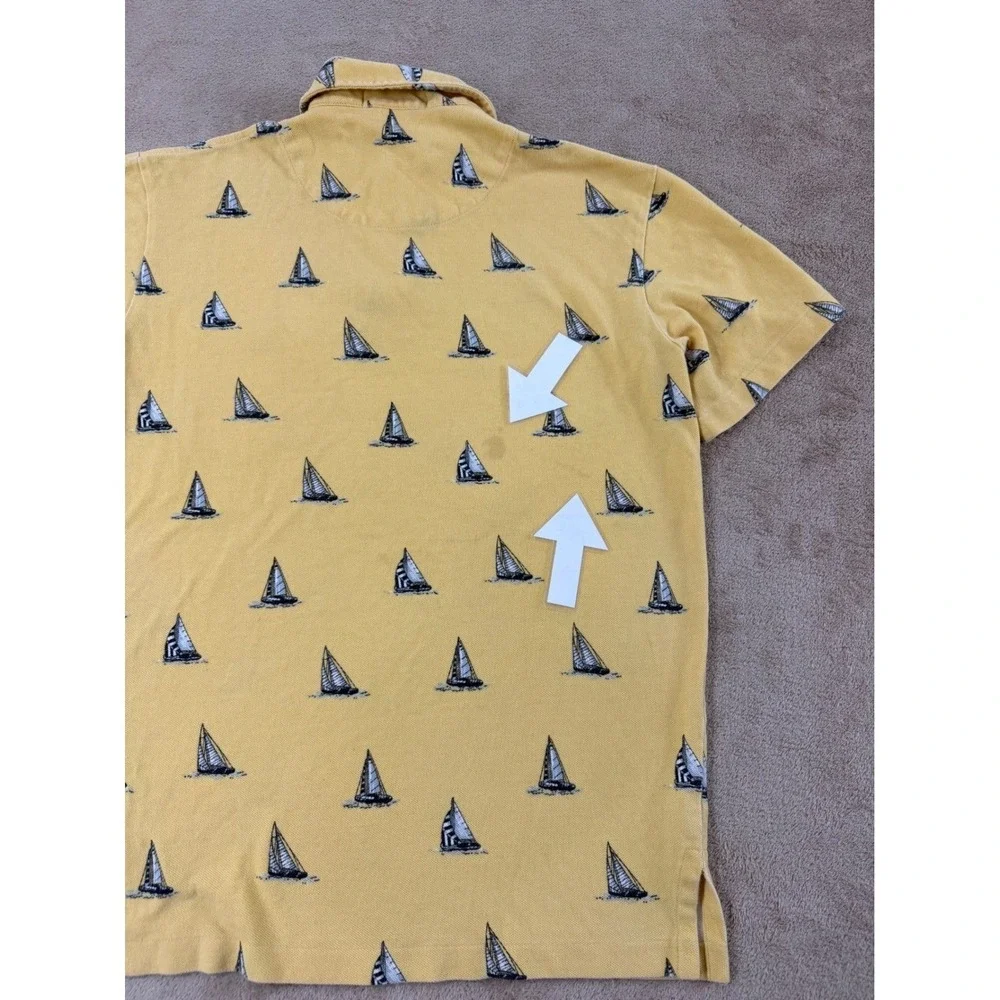 Polo‎ Ralph Lauren Shirt polo Men's size S Yellow Sailboat Print Short Sleeve